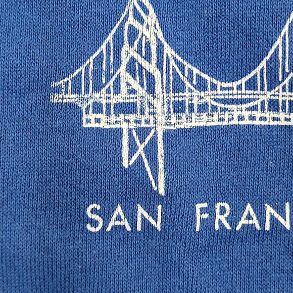Vintage 80s San-Francisco Fleece Vest Medium 20x23 Cropped Blue - Picture 9 of 12